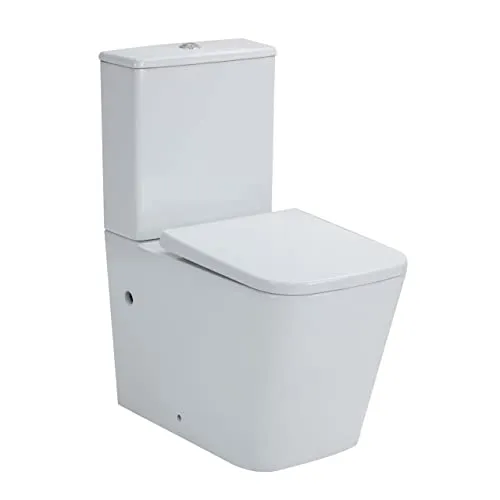 VEREG VEROSAN+ Stand-WC Kombination ALIKI SQUARE, spülrandlos, inkl. WC-Sitz, mit waagerechtem Abgang