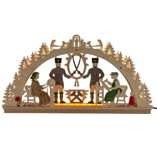 Drechslerei Kuhnert Hobaku Bastelset - Schwibbogen aus Holz - Teelichthalter mit LED-Band für leuchtende Momente, ideal zum Basteln und Gestalten für die ganze Familie. Maße: ca. 40 x 20 x 5 cm, Made in Germany.