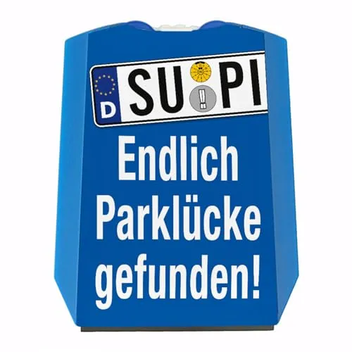 speecheese SU-PI endlich Parklücke gefunden! Parkscheibe mit 2 Einkaufswagenchips witziges Geschenk für einen Fahranfänger oder begeisterten Autofahrer im Kennzeichen-Look