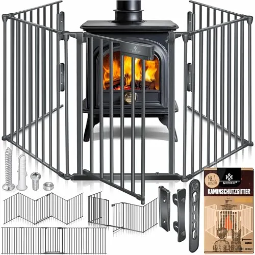 KESSER® Kaminschutzgitter mit Tür – 420 cm Metall, 7-teilig