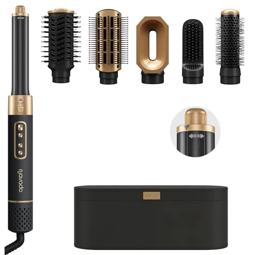 Airstyler 6 in 1, Navado Easystyler Pro 110,000 RPM High-Speed Ionic Haartrockner für Schnelltrocknend, Multi-Haarstyler mit Automatischer Luft-Lockenstab, Haarglätter Bürste ＆ Volumenbürste