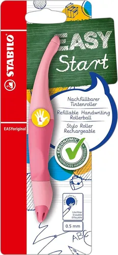 Ergonomischer Tintenroller für Linkshänder - STABILO EASYoriginal Pastel in rosiges Rouge, löschbar und nachfüllbar für müheloses Schreibenlernen