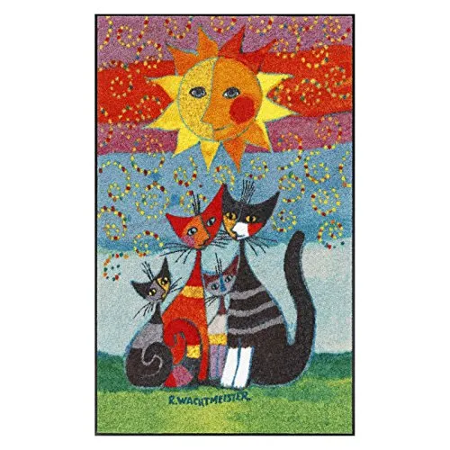Salonloewe Rosina Wachtmeister Fußmatte Momenti 75x120 cm - Bunte Katzenmatte - Fußmatte 75x120 cm, waschbar und pflegeleicht; ideal als dekorative Schmutzfangmatte für drinnen und draußen, rutschfest und allergikerfreundlich.