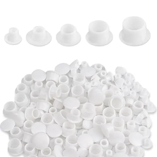 Stück Abdeckkappen für Bohrlöcher, 5 Größen Schraubenabdeckung Weiss Lochstopfen Bohrloch Abdeckkappen Abdeckstopfen für Nagellöcher Schraubenlöcher (5mm/6mm/8mm/10mm/12mm) 200