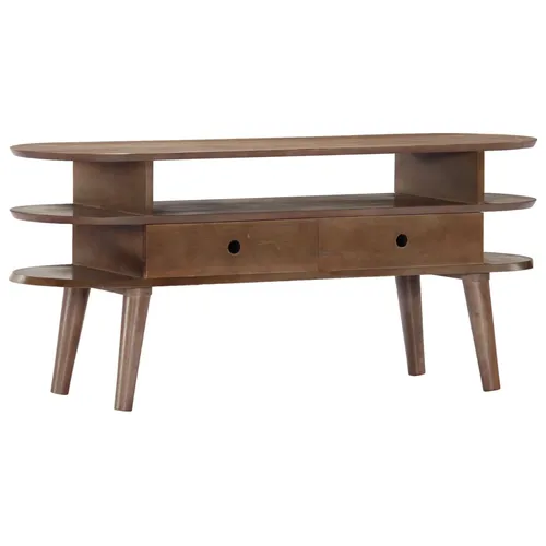 vidaXL TV-Schrank aus massivem Akazienholz 110×35×50 cm - TV-Halterungen aus massivem Akazienholz, langlebig und witterungsbeständig, mit 2 Schubladen für zusätzlichen Stauraum und einzigartiger Holzmaserung.