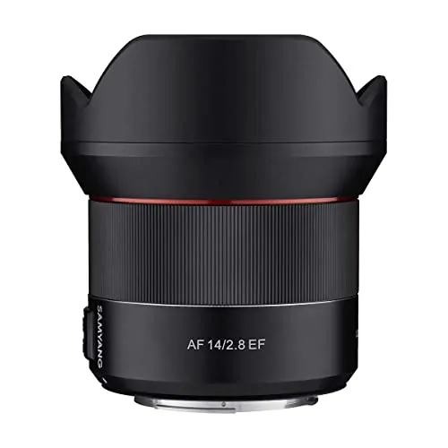 Samyang 8008 AF 14mm F2.8 EF für Canon - Weitwinkelobjektiv mit 116,6° Bildwinkel, ideal für Landschafts- und Architekturfotografie. Präziser Autofokus und hochwertiges Metallgehäuse für langlebige Leistung.