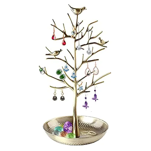 discoball® Schmuckständer, Schmuckhalter, Vogel Deko Schmuckbaum, Halskette Aufbewahrung,Ohrring Kette Ring Schmuck Baum Schmuckhalter Veranstalter Rack