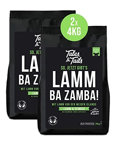 Tales & Tails - Halbfeuchtes Hundefutter mit 75% Lamm - Hochwertiges, getreidefreies Trockenfutter für Hunde ab 12 Monaten. Mit 75% Lamm für beste Verträglichkeit, ohne Zucker und Füllstoffe. Ideal für sensible Esser!