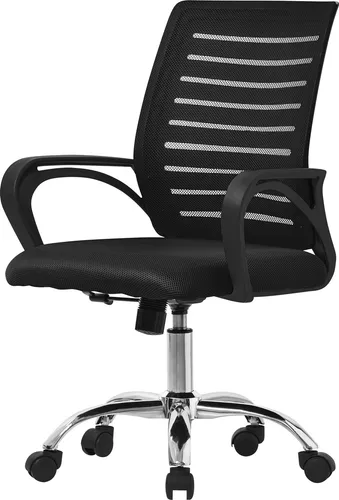 ML-DESIGN Ergonomischer Bürostuhl mit Armlehnen - Bürostuhl mit Wippfunktion und 360° Drehbarkeit, ideal für komfortables Arbeiten oder Gaming, in elegantem Schwarz und Silber.