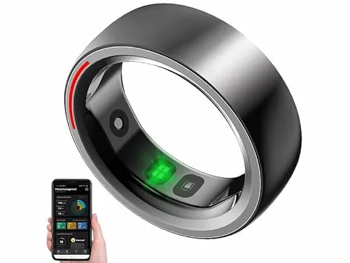 Newgen Medicals Ring Fitnesstracker: Multifunktions-Smart-Ring mit Herzfrequenz- & SpO2-Anzeige - Aktivitätstracker mit kontinuierlicher Gesundheitsüberwachung, SOS-Funktion und Touch-Steuerung für Musik und Apps – ideal für Fitness-Enthusiasten.