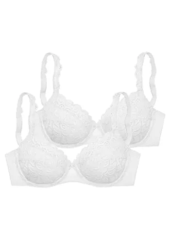 Bügel-BH PETITE FLEUR, Damen, Gr. 85, Cup D, 2er-Pack - Femininer Bügel-BH aus floraler Spitze im praktischen 2er-Pack. Verstellbare Träger und Rückenverschluss sorgen für perfekten Sitz. Ideal für romantische Anlässe und jeden Tag.
