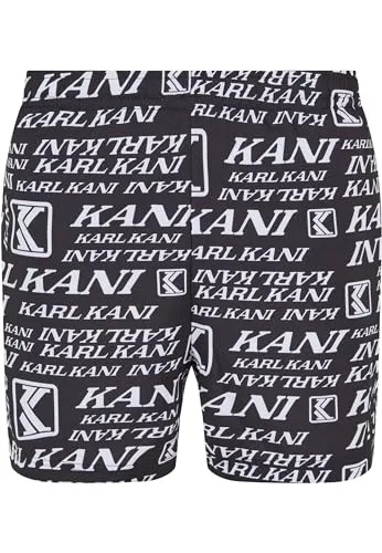 Karl Kani Herren KM241-055-1 Retro Embro Swim Shorts Black/White, XL