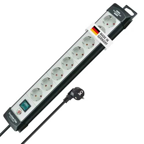 Brennenstuhl 1951580101 Steckdosenleiste 8-fach mit Schalter - Hochwertige Steckdosenleiste mit 8 Anschlüssen und Schalter, ideal für den sicheren Betrieb mehrerer Geräte und geprüfte Qualität für den täglichen Einsatz.