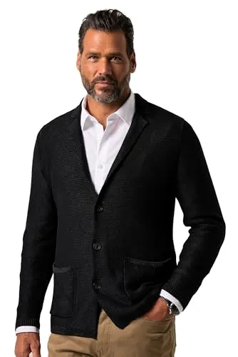 JP 1880 Herren Stricksakko FLEXNAMIC® - Strickjacke für Herren in Übergrößen bis 8 XL, bietet höchste Bewegungsfreiheit und einen modischen Vintage Look mit Stone Wash-Finish.