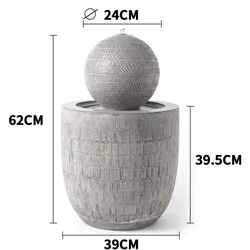 KÖHKO® Gartenbrunnen Zen-Kugel mit LED – Moderner Zierbrunnen für Garten und Terrasse