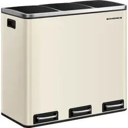 SONGMICS Mülleimer Küche, 3 x 18 L - Innovatives Mülltrennsystem - Haushaltszubehör mit 3 Fächern für effiziente Mülltrennung, robust aus Stahl und ideal für umweltbewusste Küchen.
