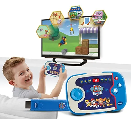 VTech ABC Smile TV - PAW Patrol Lernkonsole - Elektronische Lernsysteme für Kinder von 3-7 Jahren mit 12 Missionen, fördert Geschicklichkeit und Logik durch interaktives Spielen.