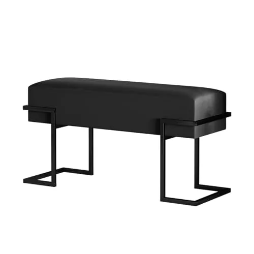Polsterbank Cely, schwarz, 80x42 cm - Sitzbänke: Polsterbank Cely überzeugt mit stabilem Metallgestell und bequemer Polsterung im modernen Design. Ideal für jeden Raum!