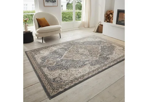 Xxxl Flachwebeteppich Terrain, Anthrazit/Braun, 120x170 cm - Moderner Teppich aus 100% Polypropylen, pflegeleicht und strapazierfähig. Ideal für Fußbodenheizung, verleiht jedem Raum eine stilvolle Note.
