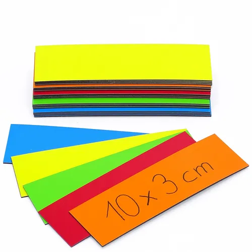 farbige Magnet-Etiketten I 10 x 3 cm I je 5 Streifen pro Farbe I mag_217 25