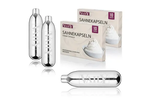 Vaily CO₂-Kapsel Sahnekapseln, Zubehör für Sahnebereiter und Sahnesyphons, 20 St., Zum Zubereiten von Sahne, Espumas, Suppen und mehr