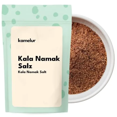 Kamelur 200g Original Kala Namak Salz fein, verpackt in biologisch abbaubarer Verpackung- Exklusives Steinsalz aus Indien als Ei-Ersatz vegan - Schwarzes Salz