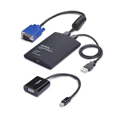 Portable Laptop Crash Cart Adapter - KVM Switch für USB/VGA/Mini DisplayPort - KVM-Switch mit 1 Port für einfache Dateiübertragung und Videoaufnahme, ideal für IT-Profis und Desktop-Nutzer, TAA-konform.