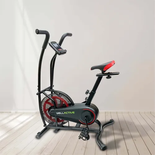 Ultrasport Air Bike Crosstrainer – Fitnessrad mit Luftwiderstand - Heimtrainer für individuelles Cross-Fit-Training, stufenloser Widerstand und Bluetooth-fähiger Trainingscomputer für optimale Workout-Überwachung.