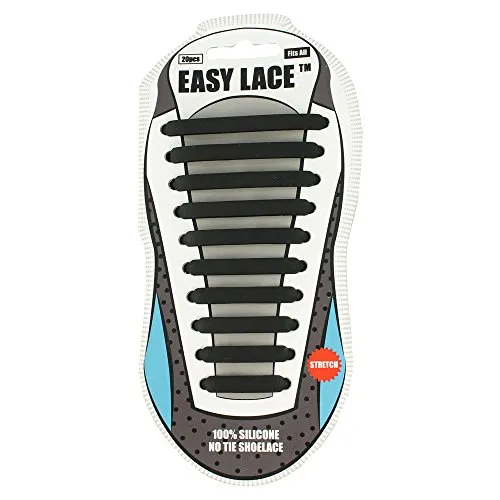 Easy laces Schnürsenkel Silicone, EAS210B, Schwarz (Black 210), One Size