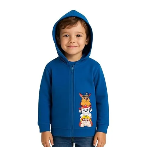 United Labels Paw Patrol Sweatjacke mit Kapuze für Jungen, Blau, 122-128, Kapuzenpullover mit Reißverschluss, Hoodie Kapuzenjacke für Kinder