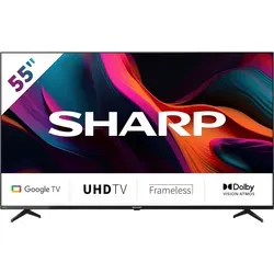 SHARP 55GL4260E - 55 Zoll 4K Ultra HD Google TV, rahmenloses Design mit Dolby Atmos und Dolby Vision für beeindruckende Bild- und Klangqualität