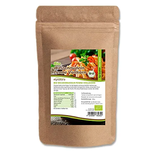 Mynatura Bio Vollkorn Penne I Weizennudeln I Nudeln aus Hartweizengrieß I Bio-Pasta I Vollkornpenne I Im Beutel (3x 1000g)