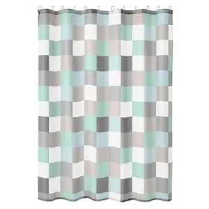 Kleine Wolke Duschvorhang Textil Check in Mare, 180x200 cm in blau von Kleine-Wolke