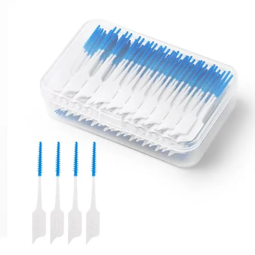 MXTIMWAN Interdentalbürsten 200 Stück, Wiederverwendbar, Blau