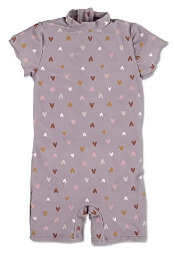 Sterntaler Schwimmanzug Herz für Mädchen - UV-Schutz 50+ - Badeanzüge für Mädchen mit süßem Herzchen-Muster, kleinen Flügelärmeln und praktischem Reißverschluss für leichtes An- und Ausziehen.