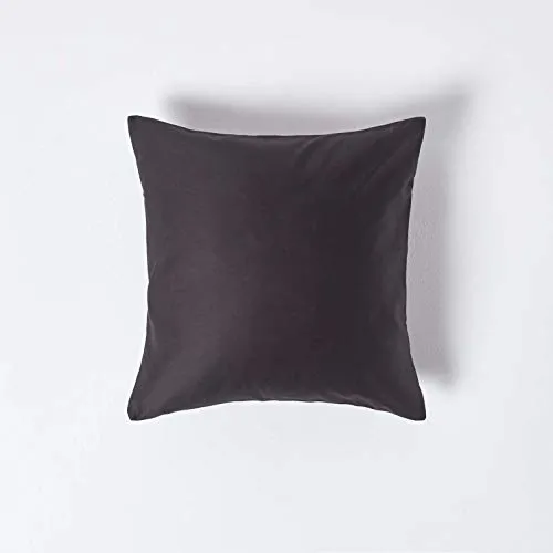HOMESCAPES Luxus Kissenbezug anthrazit 40x40 cm, 100% ägyptische Baumwolle, Kissenhülle Fadendichte 1000