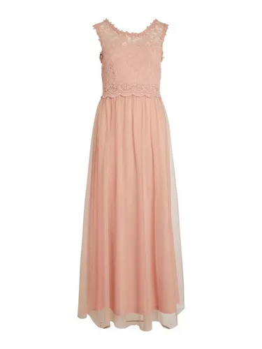 Vila Damen Abendkleid Lynnea - Elegantes Maxikleid in Misty Rose - Abendkleid für Damen, ärmellos mit Spitzenoberteil und tiefem Rückenausschnitt, ideal für besondere Anlässe.