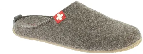 Living Kitzbühel Hausschuhe Filzpantoffel - Schweizer Kreuz in Braun für Herren, Größe 41 - Hausschuhe mit exklusivem Schweizer Kreuz Design, rutschfester Naturkautschuk-Sohle und integriertem Fußbett für sicheren Stand und Komfort. Ideal für Zuhause!