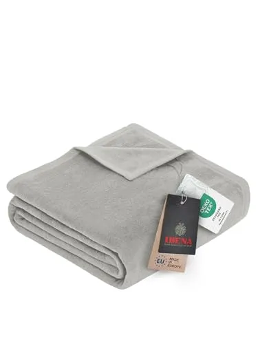 Luxus Wohndecke IBENA - Kuscheldecke in Grau, 220x240 cm - Bettdecken - Hochwertige, pflegeleichte Kuscheldecke aus 58% Baumwolle, OEKO-TEX® zertifiziert, ideal für gemütliche Abende.