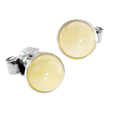 Ohrstecker Classic 6 mm aus Silber 925 mit Bernstein - Ohrringe für Damen, zeitlos elegant mit hochwertigem Bernstein und feinem Silber 925, perfekt für jeden Anlass.