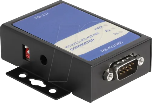 DELOCK 64265 - RS-232 zu RS-422/485 Konverter - Konverter für RS-232 zu RS-422/485, ideal für Feldbussysteme. Robustes Metallgehäuse mit ESD-Schutz und bis zu 1200 m Reichweite bei RS-232 Verlängerung.