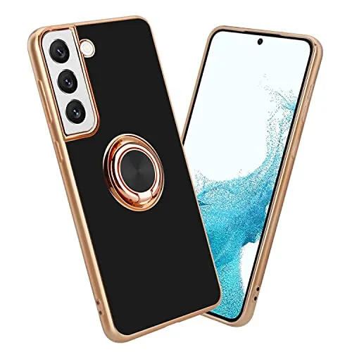 Cadorabo Hülle kompatibel mit Samsung Galaxy S21 5G Schutzhülle TPU Silikon Case mit Ring Design mit Kameraschutz Slim Kratzfest Weiche Gummi mit Rundumschutz Case Hülle für Galaxy S21 5G in Schwarz