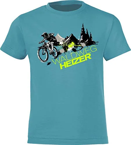 Baddery Fahrrad T-Shirt Kinder - Waldweg Heizer - Mountainbike - Sportbekleidung Jungen & Mädchen - Outdoor Kleidung (Swimming Pool 110-116)