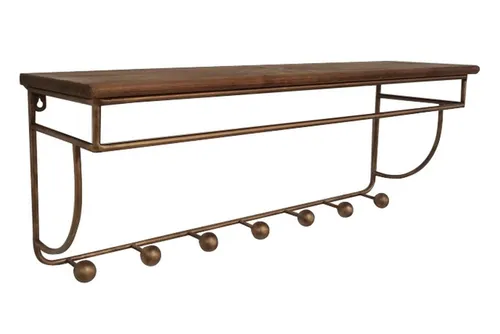 Wand Garderobe Vintage Design Holz Eisen 77 cm mit 7 Haken - Stilvolle Wandgarderobe im Vintage-Design aus Holz und Eisen, ideal zur Aufbewahrung von Jacken und Accessoires. Mit 7 Haken für praktischen Einsatz in jedem Raum.