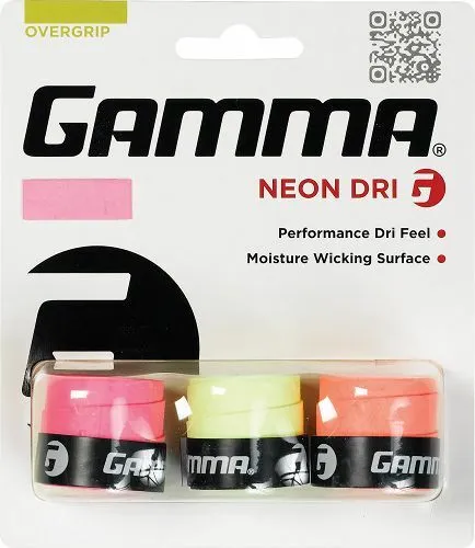 Gamma Overgrip Griffband Neon Dri 3er-Pack, Pink, Gelb, Orange, Tennis