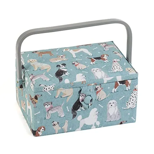 Hobby Gift Medium Näh-Aufbewahrungsbox, Holz/Stoff, Hunde von Hobby Gift