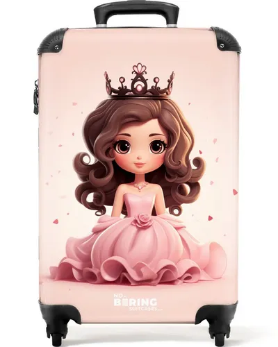 Kinderkoffer Prinzessin Rosa - NoBoringSuitcases.com© - Handgepäck-Koffer für Mädchen, 55x35x20cm mit 4 wendigen Rollen und TSA-Zahlenschloss. Ideal für kleine Prinzessinnen auf Reisen!