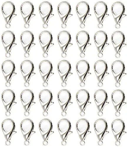 Karabiner Verschluss,Schmuckverschlüsse 100 Stück Versilberte Karabinerverschlüsse Hummer Schließe für Halsketten Armband,Anhänger,Fußkette,Schmuckherstellung (Silber 12mm)