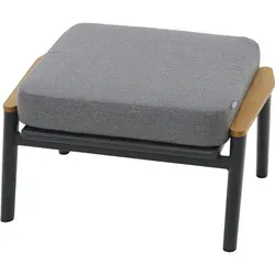 Siena Garden Cortina Hocker – Teakholz & Aluminium in Anthrazit mit Kissen - Stapelbarer CORTINA Hocker aus wetterfestem Aluminium und Teakholz. Ideal für Balkon und Garten, bietet er Komfort und modernes Design. Inkl. bequemen blaugrauen Kissen für zusätzlichen Sitzkomfort.