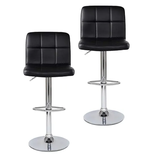 dibea Barhocker 2er Set – Bequeme Drehhocker mit Höhenverstellung - Elegante, höhenverstellbare Barhocker im modernen Design – stabil und komfortabel mit verchromtem Gestell und drehbarem Sitz für flexiblen Einsatz in Küche oder Bar.